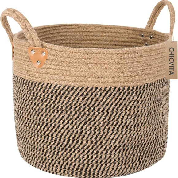 Wicker Laundry Basket With Handles, Storage Baskets for Decor, Rope Basket for B - Picture 1 of 8